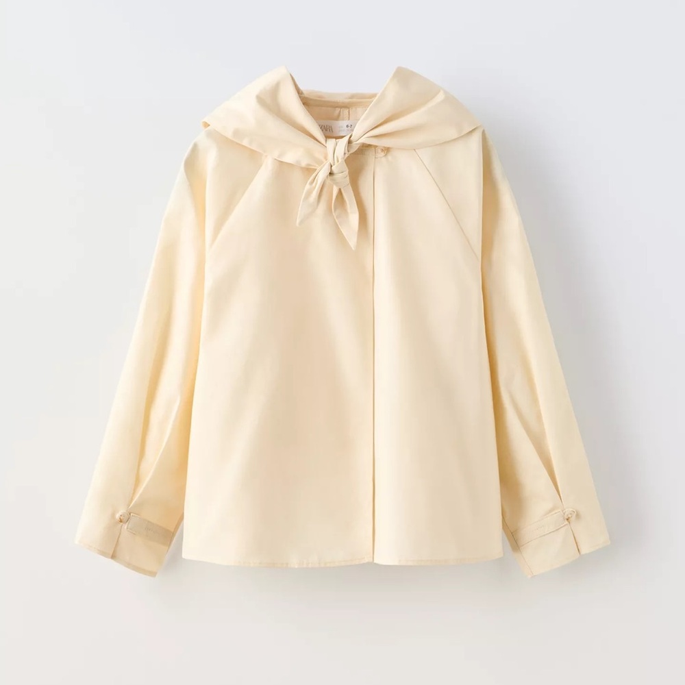 New Zara handkerchief long sleeve girls cream blouse sz 9-10